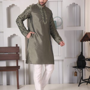 Gulzar Olive Green Embroidered