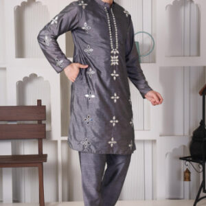 Darpan - Phool Mirror Work Embroidered Kurta for Men